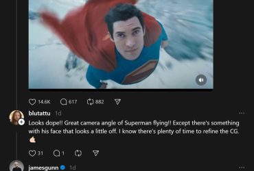 제임스 건이 수퍼맨 영상에 사용된 CGI 얼굴에 반응합니다.