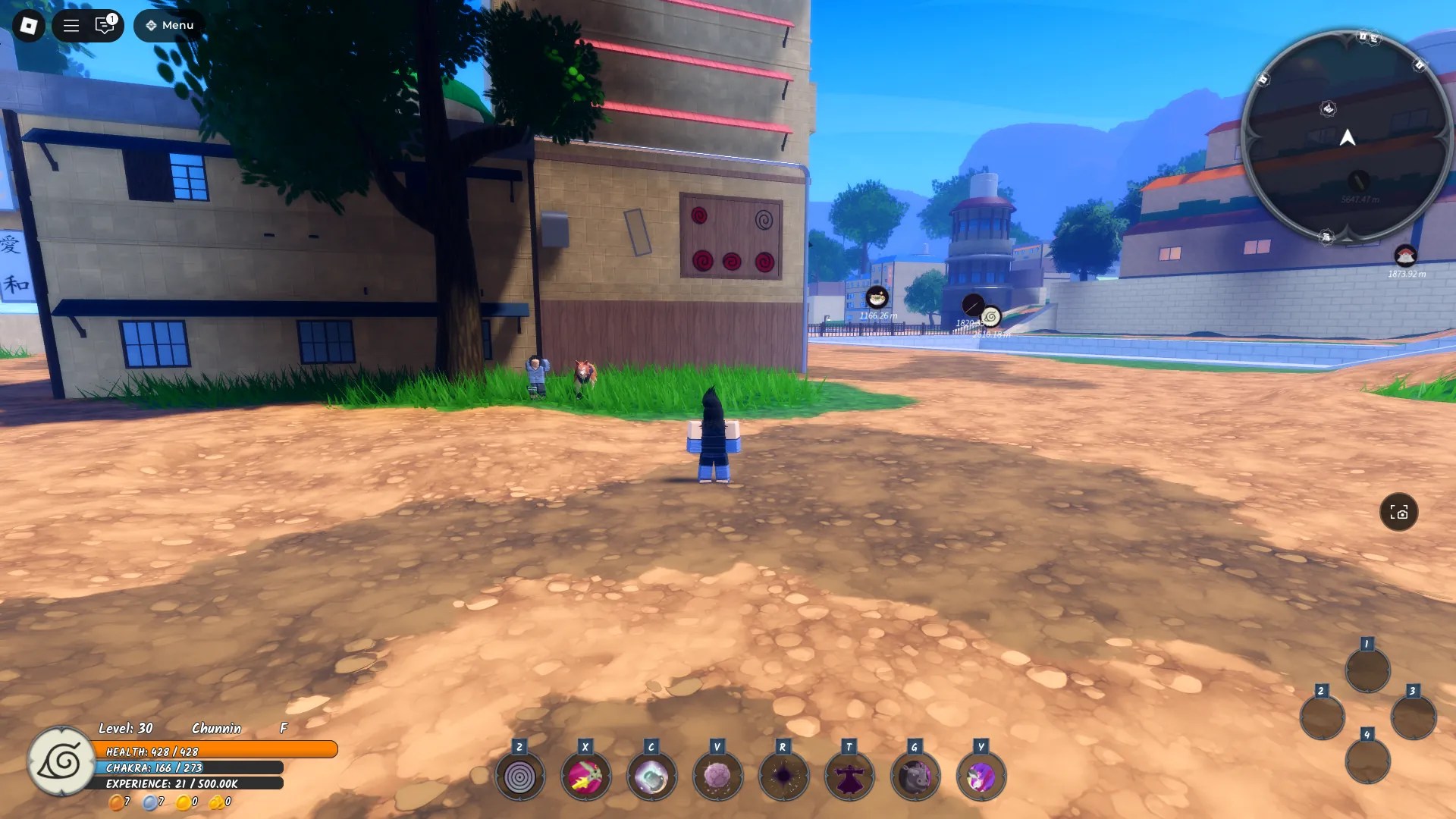A player standing next to the Kaba NPC who provides a mount-related quest in the Ninja Time Roblox experience