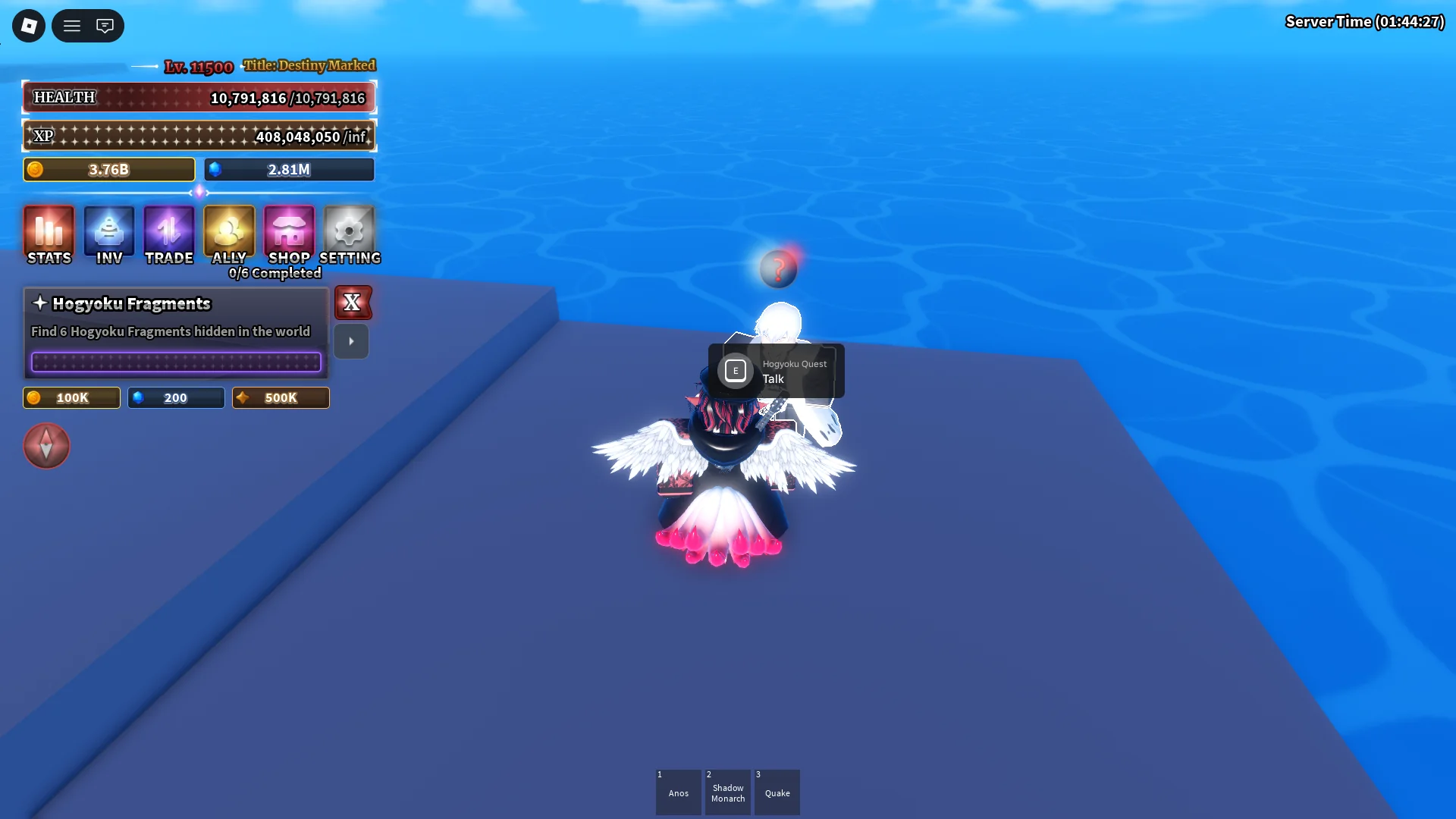 Sailor Piece Roblox 경험에서 휴에코 문도 섬의 호교쿠 퀘스트 NPC 위치.